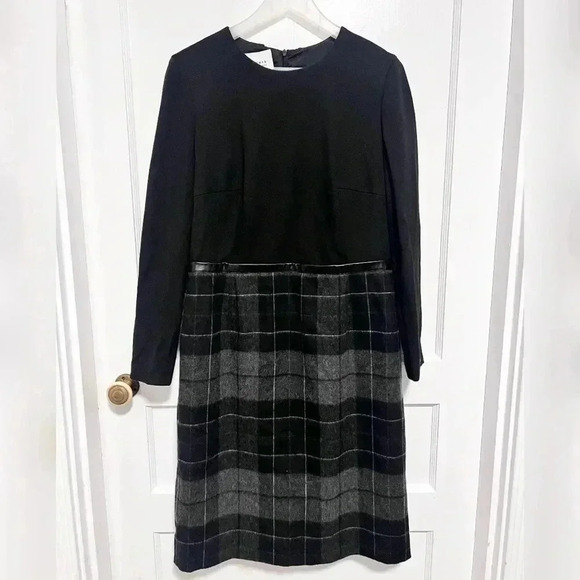 Akris Punto Wool MIDI Sweater Dress PLAID SKIRT Size 12 $1280 - Picture 1 of 4